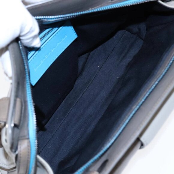 BALENCIAGA Turn Lock Chain Shoulder Bag Leather Beige Gray Silver Auth am6814V - Picture 12 of 15